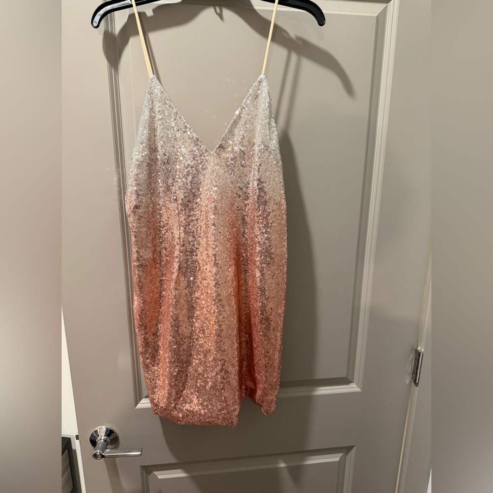 Fashion Nova Rose Gold Sequin Mini Dress